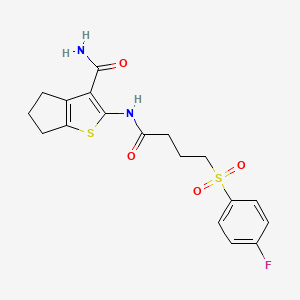 2-(4-((4-fluorophenyl)sulfonyl)butanamido)-5,6-dihydro-4H-cyclopenta[b]thiophene-3-carboxamide