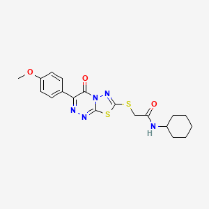 molecular formula C19H21N5O3S2 B11253889 N-cyclohexyl-2-{[3-(4-methoxyphenyl)-4-oxo-4H-[1,3,4]thiadiazolo[2,3-c][1,2,4]triazin-7-yl]sulfanyl}acetamide 