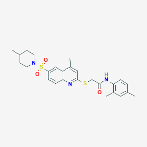 N-(2,4-dimethylphenyl)-2-({4-methyl-6-[(4-methylpiperidin-1-yl)sulfonyl]quinolin-2-yl}sulfanyl)acetamide