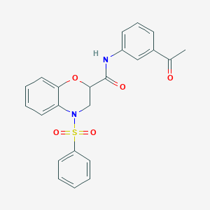 molecular formula C23H20N2O5S B11253912 N-(3-acetylphenyl)-4-(phenylsulfonyl)-3,4-dihydro-2H-1,4-benzoxazine-2-carboxamide 