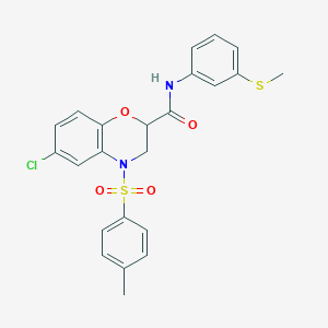 6-chloro-4-[(4-methylphenyl)sulfonyl]-N-[3-(methylsulfanyl)phenyl]-3,4-dihydro-2H-1,4-benzoxazine-2-carboxamide