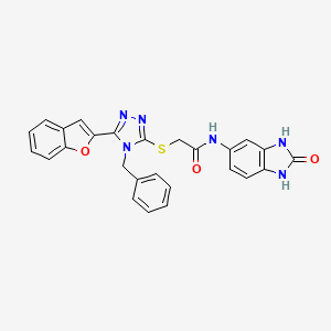 2-{[5-(1-benzofuran-2-yl)-4-benzyl-4H-1,2,4-triazol-3-yl]sulfanyl}-N-(2-oxo-2,3-dihydro-1H-benzimidazol-5-yl)acetamide