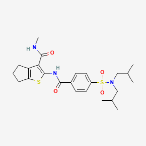 molecular formula C24H33N3O4S2 B11253968 2-{4-[bis(2-methylpropyl)sulfamoyl]benzamido}-N-methyl-4H,5H,6H-cyclopenta[b]thiophene-3-carboxamide 