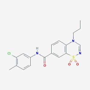 molecular formula C18H18ClN3O3S B11254008 N-(3-chloro-4-methylphenyl)-4-propyl-4H-1,2,4-benzothiadiazine-7-carboxamide 1,1-dioxide 