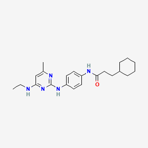 molecular formula C22H31N5O B11254013 3-cyclohexyl-N-(4-{[4-(ethylamino)-6-methylpyrimidin-2-yl]amino}phenyl)propanamide 