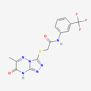 2-[(7-hydroxy-6-methyl[1,2,4]triazolo[4,3-b][1,2,4]triazin-3-yl)sulfanyl]-N-[3-(trifluoromethyl)phenyl]acetamide