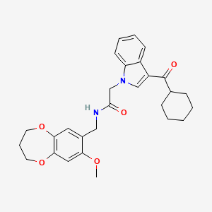 molecular formula C28H32N2O5 B11254027 2-[3-(cyclohexylcarbonyl)-1H-indol-1-yl]-N-[(8-methoxy-3,4-dihydro-2H-1,5-benzodioxepin-7-yl)methyl]acetamide 