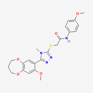 molecular formula C22H24N4O5S B11254033 2-{[5-(8-methoxy-3,4-dihydro-2H-1,5-benzodioxepin-7-yl)-4-methyl-4H-1,2,4-triazol-3-yl]sulfanyl}-N-(4-methoxyphenyl)acetamide 