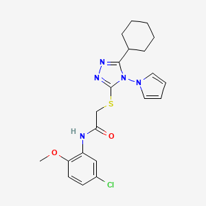 molecular formula C21H24ClN5O2S B11254063 N-(5-chloro-2-methoxyphenyl)-2-{[5-cyclohexyl-4-(1H-pyrrol-1-yl)-4H-1,2,4-triazol-3-yl]sulfanyl}acetamide 