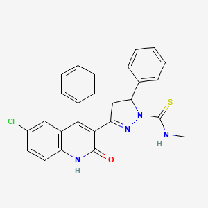 3-(6-chloro-2-oxo-4-phenyl-1,2-dihydroquinolin-3-yl)-N-methyl-5-phenyl-4,5-dihydro-1H-pyrazole-1-carbothioamide