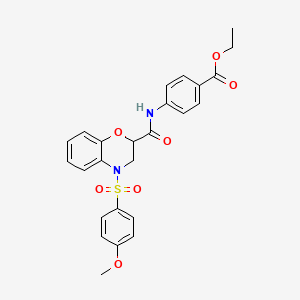 ethyl 4-[({4-[(4-methoxyphenyl)sulfonyl]-3,4-dihydro-2H-1,4-benzoxazin-2-yl}carbonyl)amino]benzoate