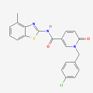 molecular formula C21H16ClN3O2S B11254150 1-(4-chlorobenzyl)-N-(4-methylbenzo[d]thiazol-2-yl)-6-oxo-1,6-dihydropyridine-3-carboxamide 