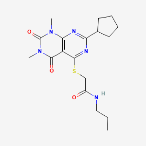 2-((2-cyclopentyl-6,8-dimethyl-5,7-dioxo-5,6,7,8-tetrahydropyrimido[4,5-d]pyrimidin-4-yl)thio)-N-propylacetamide