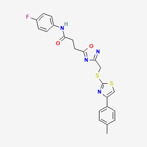 N-(4-fluorophenyl)-3-[3-({[4-(4-methylphenyl)-1,3-thiazol-2-yl]sulfanyl}methyl)-1,2,4-oxadiazol-5-yl]propanamide