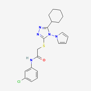 molecular formula C20H22ClN5OS B11254202 N-(3-chlorophenyl)-2-{[5-cyclohexyl-4-(1H-pyrrol-1-yl)-4H-1,2,4-triazol-3-yl]sulfanyl}acetamide 