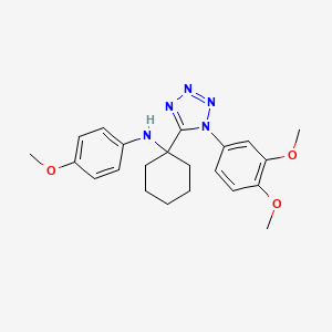 molecular formula C22H27N5O3 B11254229 N-{1-[1-(3,4-dimethoxyphenyl)-1H-tetrazol-5-yl]cyclohexyl}-4-methoxyaniline 