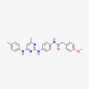 molecular formula C27H27N5O2 B11254241 2-(4-methoxyphenyl)-N-[4-({4-methyl-6-[(4-methylphenyl)amino]pyrimidin-2-yl}amino)phenyl]acetamide 