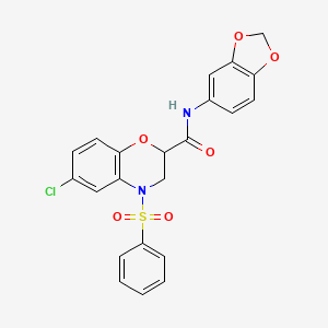 N-(1,3-benzodioxol-5-yl)-6-chloro-4-(phenylsulfonyl)-3,4-dihydro-2H-1,4-benzoxazine-2-carboxamide