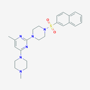 molecular formula C24H30N6O2S B11254268 4-Methyl-6-(4-methylpiperazin-1-YL)-2-[4-(naphthalene-2-sulfonyl)piperazin-1-YL]pyrimidine 