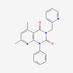 molecular formula C21H18N4O2 B11254277 5,7-dimethyl-1-phenyl-3-(pyridin-2-ylmethyl)pyrido[2,3-d]pyrimidine-2,4(1H,3H)-dione 