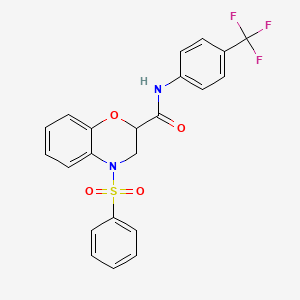 4-(phenylsulfonyl)-N-[4-(trifluoromethyl)phenyl]-3,4-dihydro-2H-1,4-benzoxazine-2-carboxamide