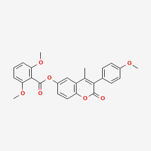 molecular formula C26H22O7 B11254286 3-(4-methoxyphenyl)-4-methyl-2-oxo-2H-chromen-6-yl 2,6-dimethoxybenzoate 