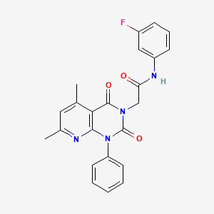 2-(5,7-dimethyl-2,4-dioxo-1-phenyl-1,4-dihydropyrido[2,3-d]pyrimidin-3(2H)-yl)-N-(3-fluorophenyl)acetamide