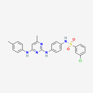 molecular formula C24H22ClN5O2S B11254312 3-chloro-N-(4-((4-methyl-6-(p-tolylamino)pyrimidin-2-yl)amino)phenyl)benzenesulfonamide 