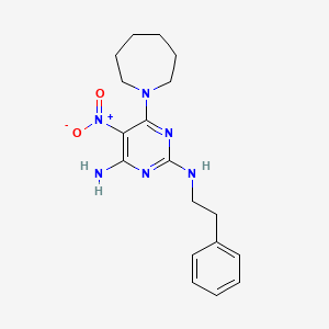 molecular formula C18H24N6O2 B11254325 6-(azepan-1-yl)-5-nitro-N~2~-(2-phenylethyl)pyrimidine-2,4-diamine 