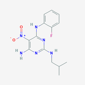 molecular formula C14H17FN6O2 B11254327 N~4~-(2-fluorophenyl)-N~2~-(2-methylpropyl)-5-nitropyrimidine-2,4,6-triamine 