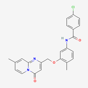 4-Chloro-N-[4-methyl-3-({8-methyl-4-oxo-4H-pyrido[1,2-A]pyrimidin-2-YL}methoxy)phenyl]benzamide