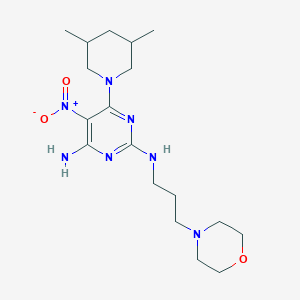 molecular formula C18H31N7O3 B11254377 6-(3,5-dimethylpiperidin-1-yl)-N~2~-[3-(morpholin-4-yl)propyl]-5-nitropyrimidine-2,4-diamine 