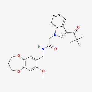 molecular formula C26H30N2O5 B11254405 2-[3-(2,2-dimethylpropanoyl)-1H-indol-1-yl]-N-[(8-methoxy-3,4-dihydro-2H-1,5-benzodioxepin-7-yl)methyl]acetamide 