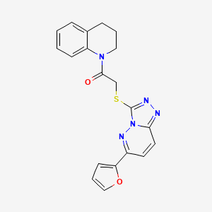 molecular formula C20H17N5O2S B11254457 1-(3,4-dihydroquinolin-1(2H)-yl)-2-((6-(furan-2-yl)-[1,2,4]triazolo[4,3-b]pyridazin-3-yl)thio)ethanone 