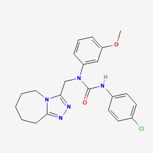 molecular formula C22H24ClN5O2 B11254486 3-(4-chlorophenyl)-1-(3-methoxyphenyl)-1-(6,7,8,9-tetrahydro-5H-[1,2,4]triazolo[4,3-a]azepin-3-ylmethyl)urea 