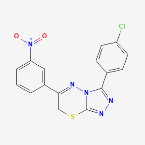 molecular formula C16H10ClN5O2S B11254490 3-(4-chlorophenyl)-6-(3-nitrophenyl)-7H-[1,2,4]triazolo[3,4-b][1,3,4]thiadiazine 