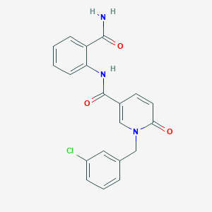 molecular formula C20H16ClN3O3 B11254539 N-(2-carbamoylphenyl)-1-(3-chlorobenzyl)-6-oxo-1,6-dihydropyridine-3-carboxamide 