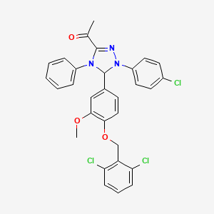 molecular formula C30H24Cl3N3O3 B11254596 1-[1-(4-chlorophenyl)-5-{4-[(2,6-dichlorobenzyl)oxy]-3-methoxyphenyl}-4-phenyl-4,5-dihydro-1H-1,2,4-triazol-3-yl]ethanone 