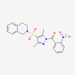 (4-((3,4-dihydroisoquinolin-2(1H)-yl)sulfonyl)-3,5-dimethyl-1H-pyrazol-1-yl)(2-nitrophenyl)methanone