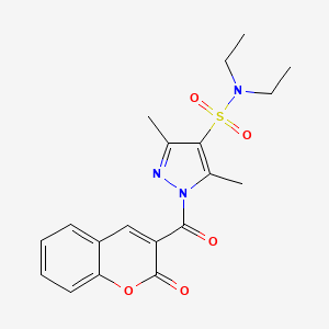 N,N-diethyl-3,5-dimethyl-1-(2-oxo-2H-chromene-3-carbonyl)-1H-pyrazole-4-sulfonamide