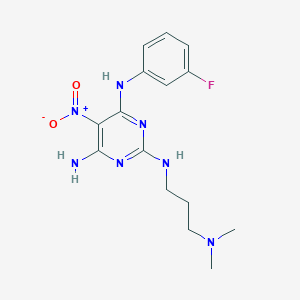 N2-[3-(dimethylamino)propyl]-N4-(3-fluorophenyl)-5-nitropyrimidine-2,4,6-triamine