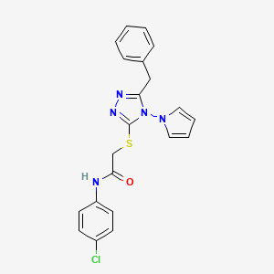 molecular formula C21H18ClN5OS B11254689 2-{[5-benzyl-4-(1H-pyrrol-1-yl)-4H-1,2,4-triazol-3-yl]sulfanyl}-N-(4-chlorophenyl)acetamide 