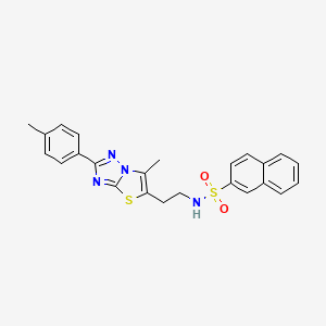 molecular formula C24H22N4O2S2 B11254701 N-(2-(6-methyl-2-(p-tolyl)thiazolo[3,2-b][1,2,4]triazol-5-yl)ethyl)naphthalene-2-sulfonamide 