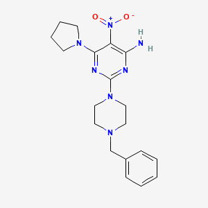 molecular formula C19H25N7O2 B11254705 2-(4-Benzylpiperazin-1-yl)-5-nitro-6-(pyrrolidin-1-yl)pyrimidin-4-amine 