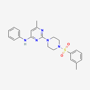 molecular formula C22H25N5O2S B11254718 6-methyl-N-phenyl-2-(4-(m-tolylsulfonyl)piperazin-1-yl)pyrimidin-4-amine 