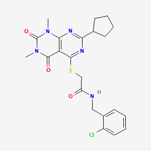 N-(2-chlorobenzyl)-2-((2-cyclopentyl-6,8-dimethyl-5,7-dioxo-5,6,7,8-tetrahydropyrimido[4,5-d]pyrimidin-4-yl)thio)acetamide