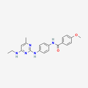 molecular formula C21H23N5O2 B11254775 N-(4-{[4-(ethylamino)-6-methylpyrimidin-2-yl]amino}phenyl)-4-methoxybenzamide 