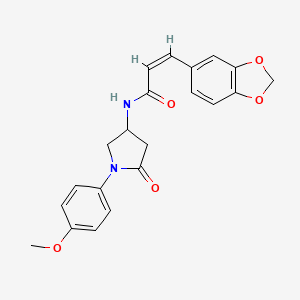 molecular formula C21H20N2O5 B11254813 (Z)-3-(benzo[d][1,3]dioxol-5-yl)-N-(1-(4-methoxyphenyl)-5-oxopyrrolidin-3-yl)acrylamide 