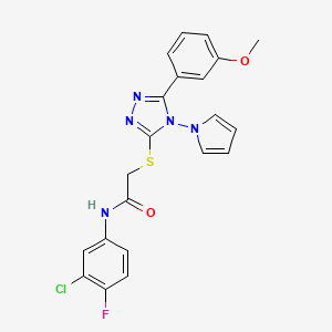 N-(3-chloro-4-fluorophenyl)-2-{[5-(3-methoxyphenyl)-4-(1H-pyrrol-1-yl)-4H-1,2,4-triazol-3-yl]sulfanyl}acetamide