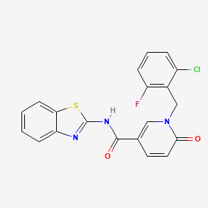 molecular formula C20H13ClFN3O2S B11254887 N-(benzo[d]thiazol-2-yl)-1-(2-chloro-6-fluorobenzyl)-6-oxo-1,6-dihydropyridine-3-carboxamide 